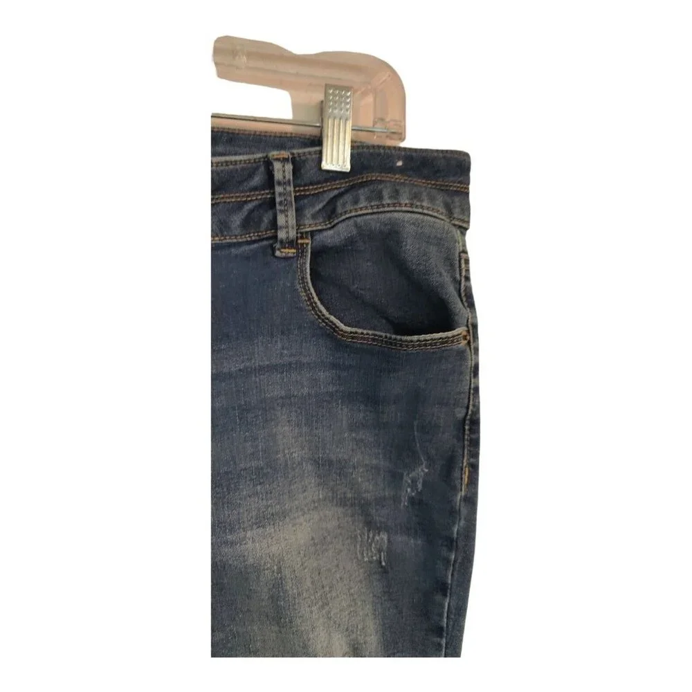 Mudd Girls Mid Rise Skinny Blue Jeans Distressed Medium Wash Size 18P